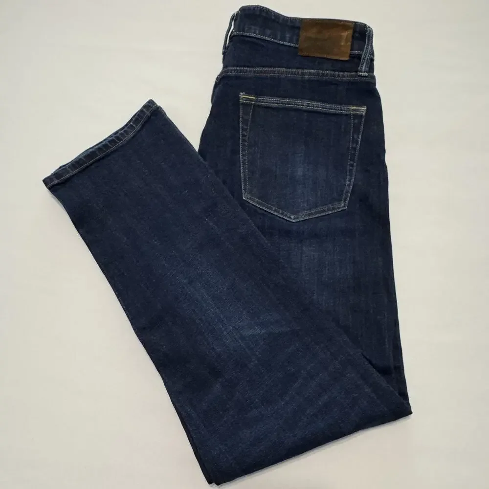 Flint and Tinder Men's Selvedge Straight Fit Dark Wash Blue Denim Jeans 32x32